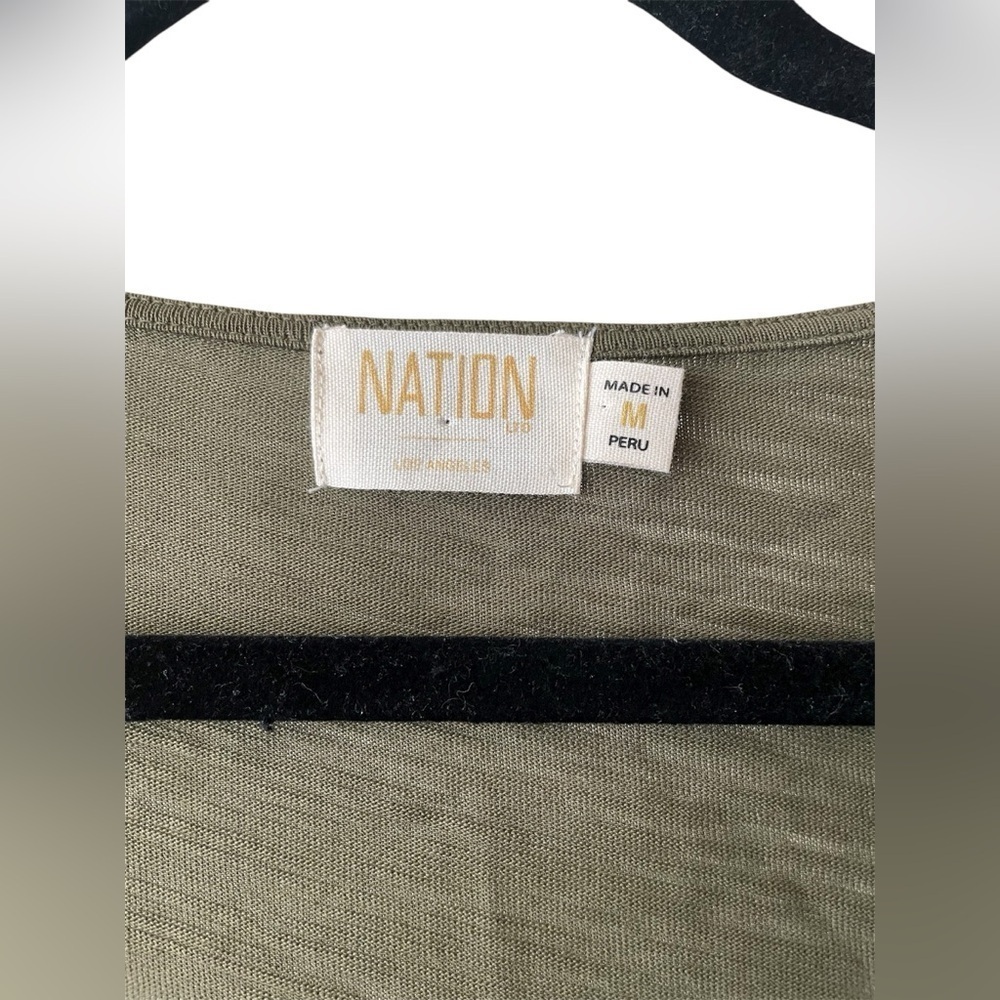 Nation LTD Olive Green Long Sleeve Blouse with Button Detailing Medium - Picture 3 of 5